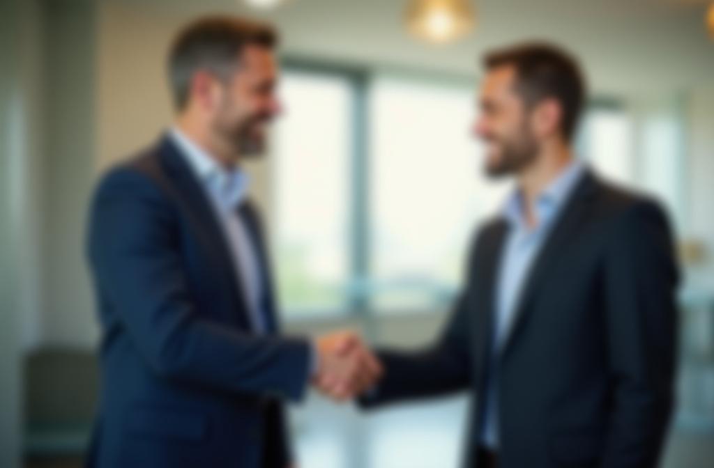 Professional shaking hands after successful meeting