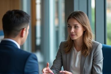 Two people engaged in an interview coaching session