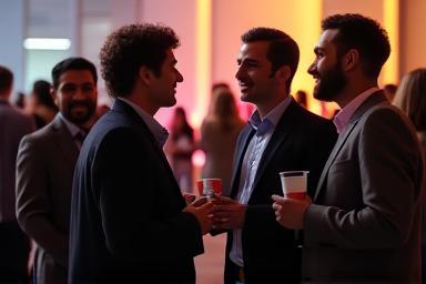 Group of professionals networking at an event