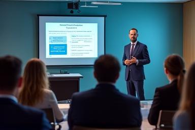 Person giving a presentation in a meeting room